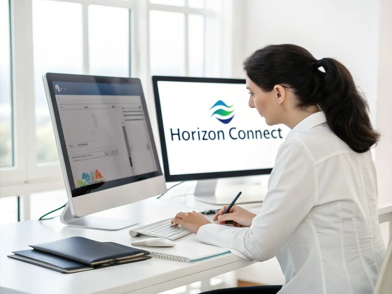 A professional consultant is guiding a client through the SOC360 software interface on a computer screen, in a modern office setting. The image should convey expertise and collaboration.