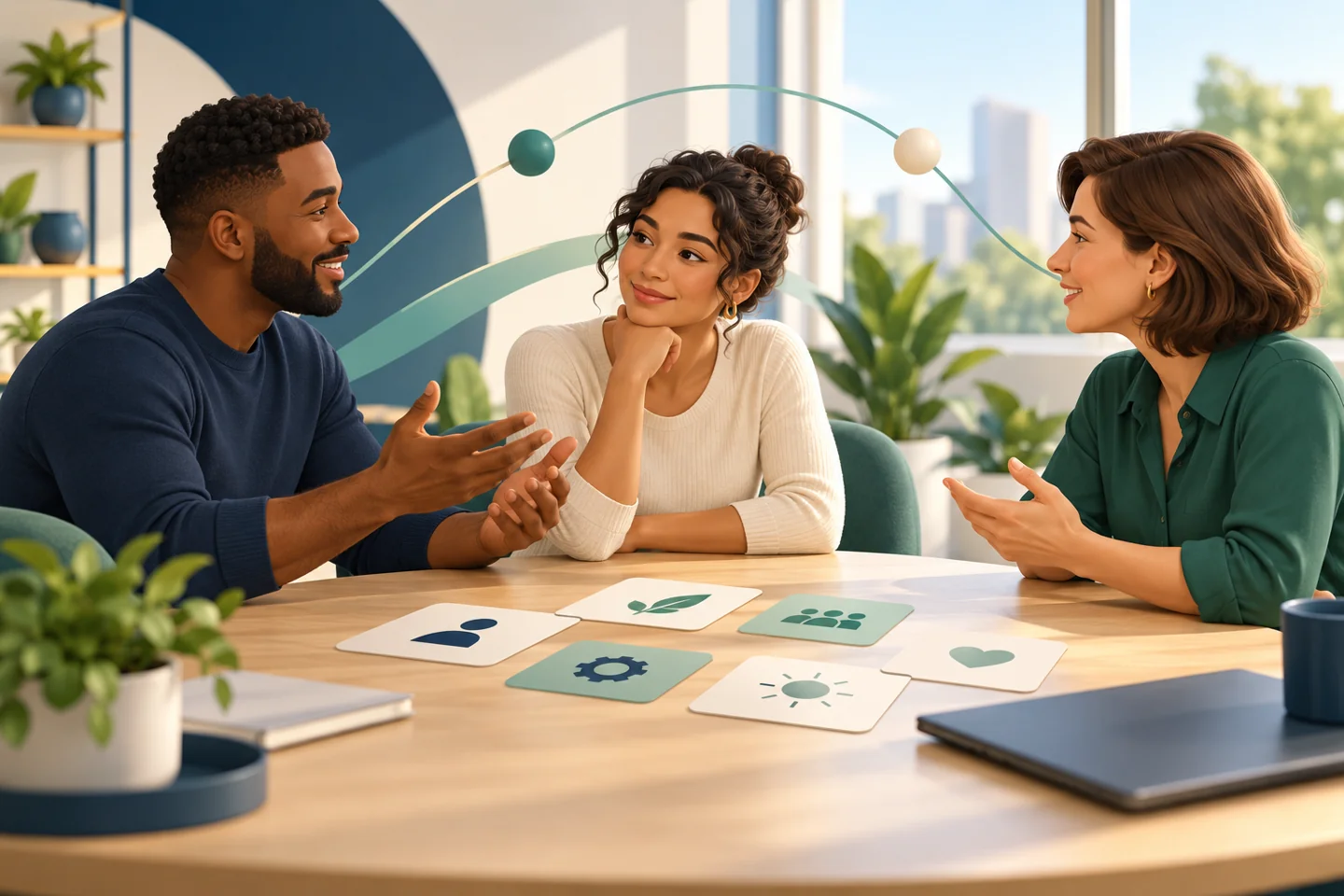 Equipe discutindo organização do trabalho e prevenção de riscos psicossociais